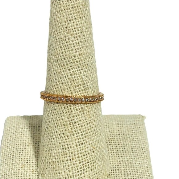 New Pave CZ Women's 8 All Eternity Rose Gold Vermeil Sterling Silver Band Ring